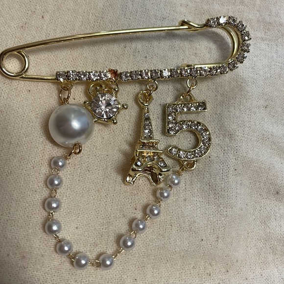 Gold and crystal brooch - Picture 6 of 7